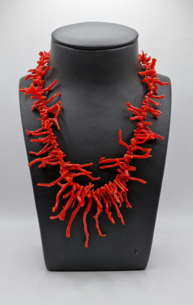 Collier en Corail rouge - Frange