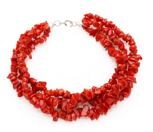 Bracelet en Corail - 3 rangées morceaux