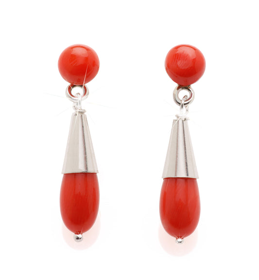 Boucles d'oreilles en Corail - boutons et gouttes