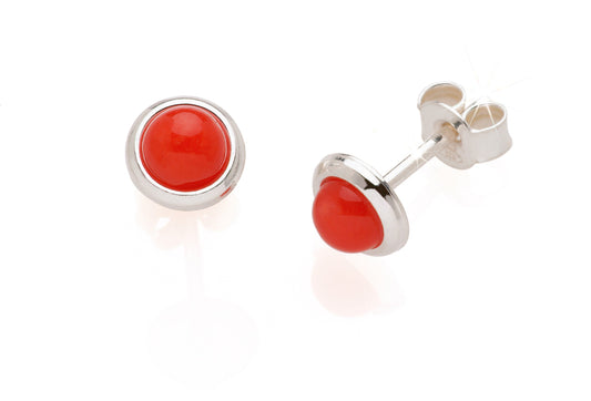 Boucles d'oreilles en Corail - cuvettes rondes