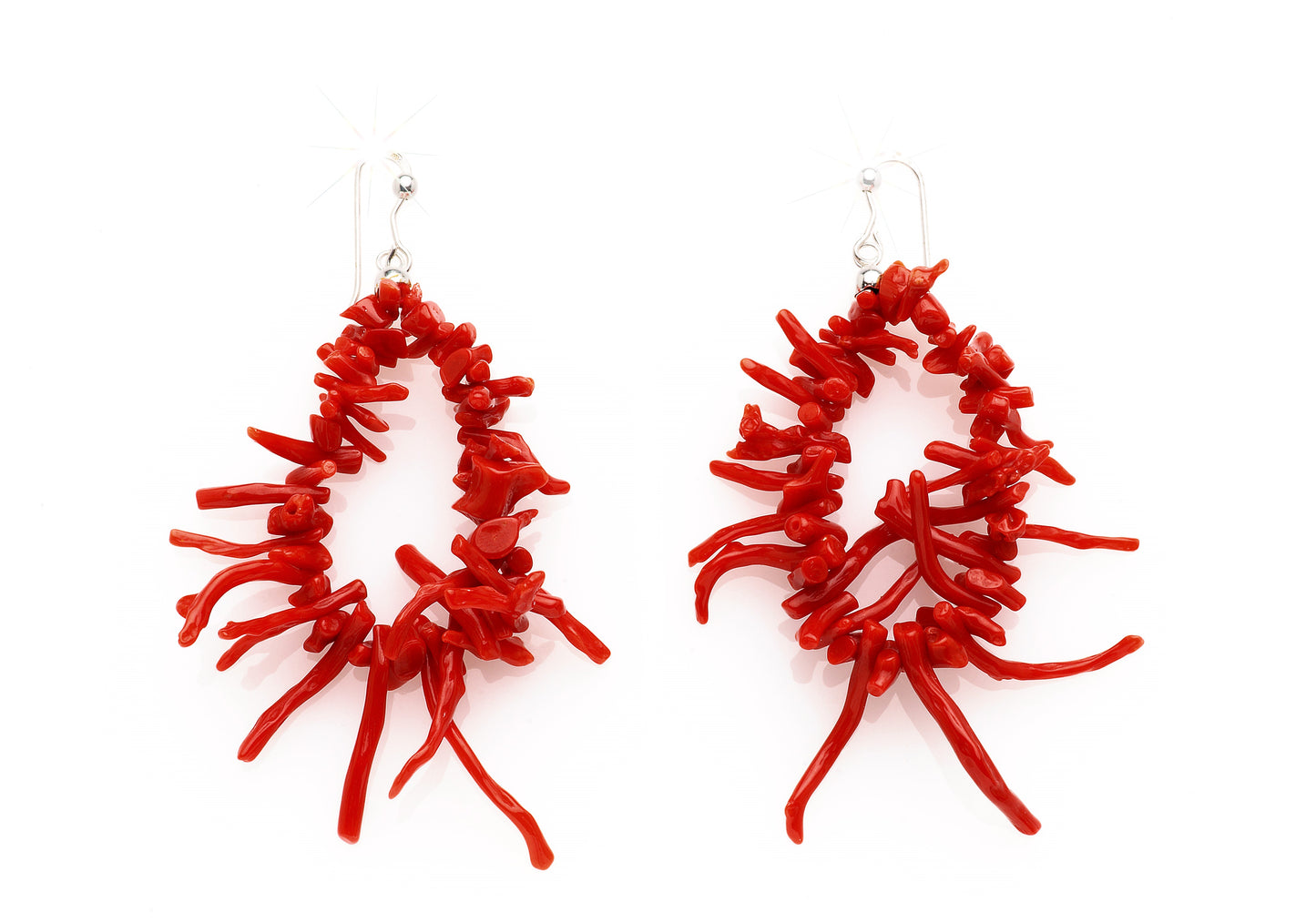 Boucles d'oreilles en Corail - Franges 1er choix