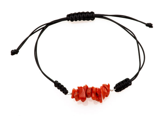 Bracelet en Corail - Cordon avec morceaux